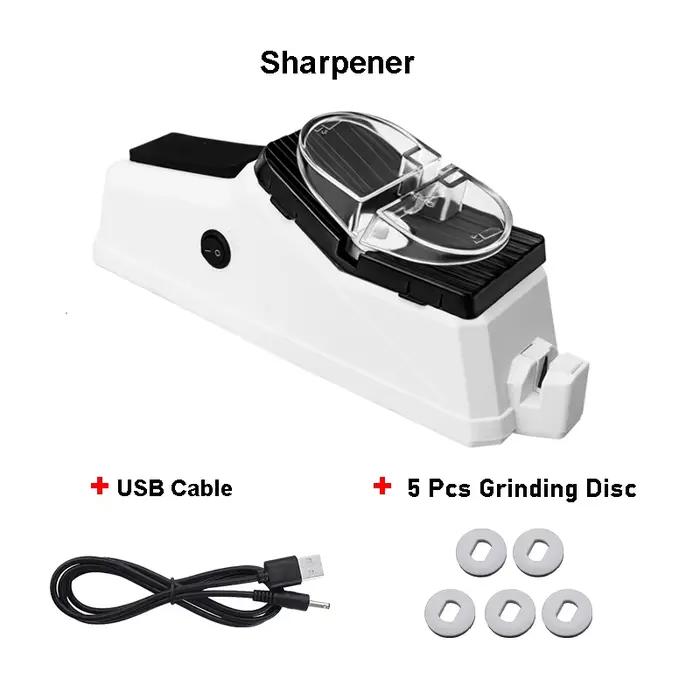 Affûteur électrique USB réglable pour couteaux de cuisine et ciseaux, outil de ponçage fin au diaman