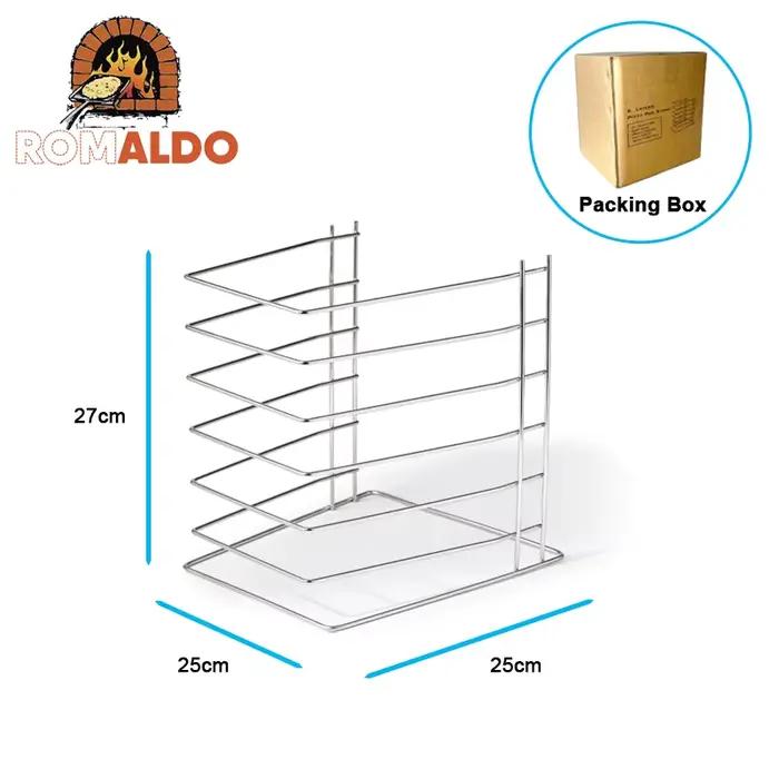 ROMALDO Support à pizza en acier inoxydable à 6 niveaux, étagère à pizzas à 6 étages, grille de refr