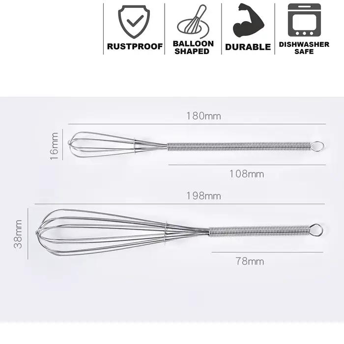 Leeseph-Fouets métalliques en acier inoxydable, mini fouet et batteur à œufs, 5 po, 7 po, 8 po, cuis