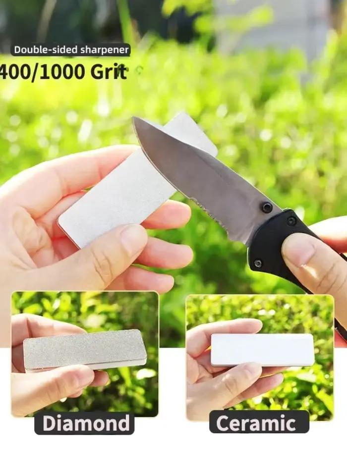 Pierre à aiguiser combinée double face de poche portable grain 400 1000