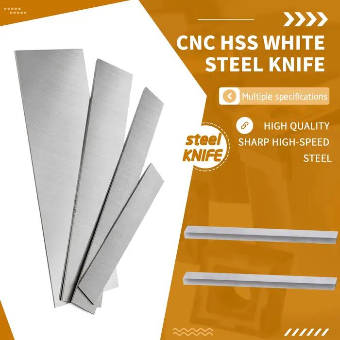 Couteau en acier blanc HSS, outils vierges en acier rapide, matériau à lame plate à haute dureté, 5x