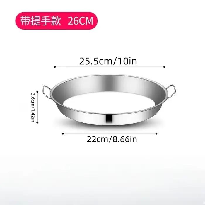 1 pièce : Assiette en acier inoxydable 304 avec poignée, assiette ronde épaissie, assiette peu profo