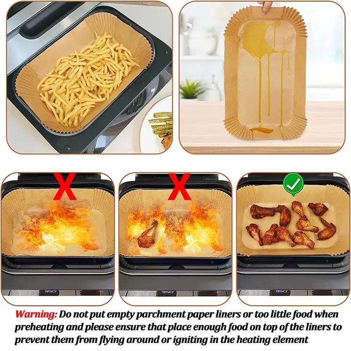 Papier jetable pour friteuse à Air, antiadhésif, tapis de cuisson pour friteuse à air, résistant à l