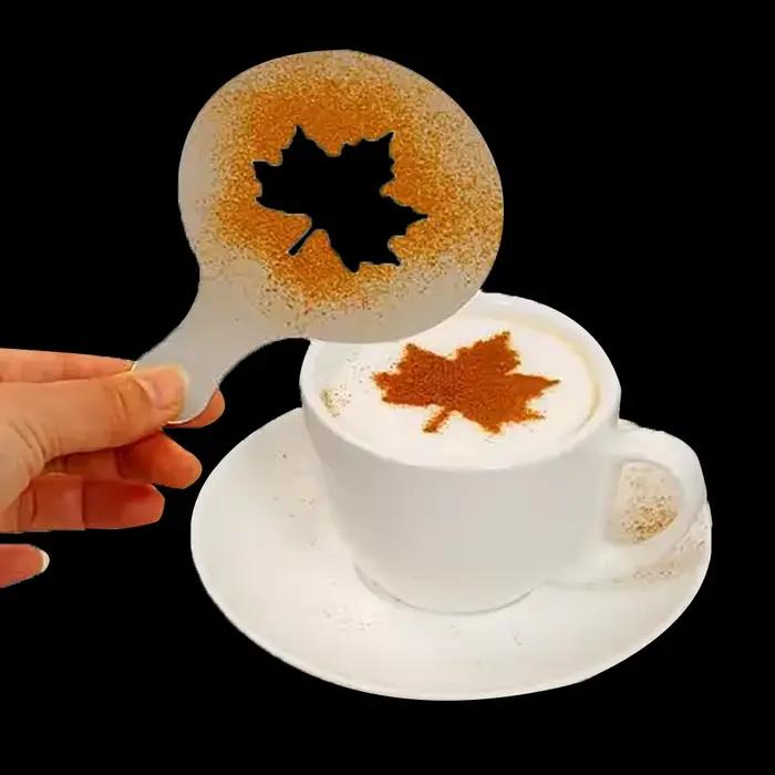 Pochoirs à café fantaisie, 16 pièces, modèle d'impression de café, pochoirs à gâteaux au lait, moule