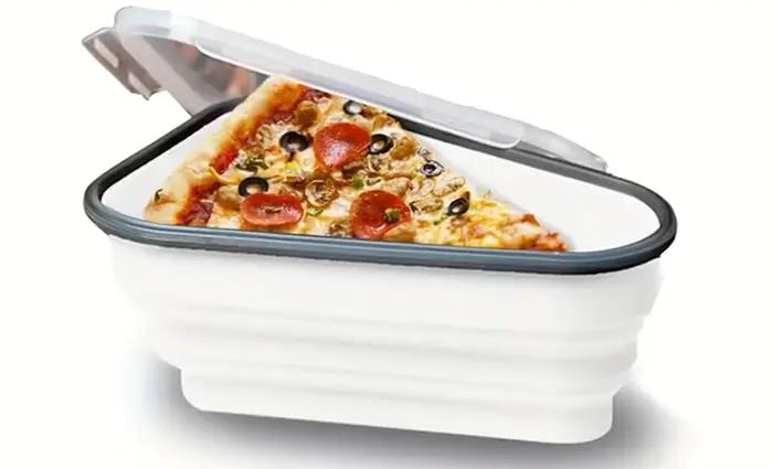 1 boîte de rangement pour pizza en silicone, gain de place, avec 5 plateaux pour micro-ondes, suppor