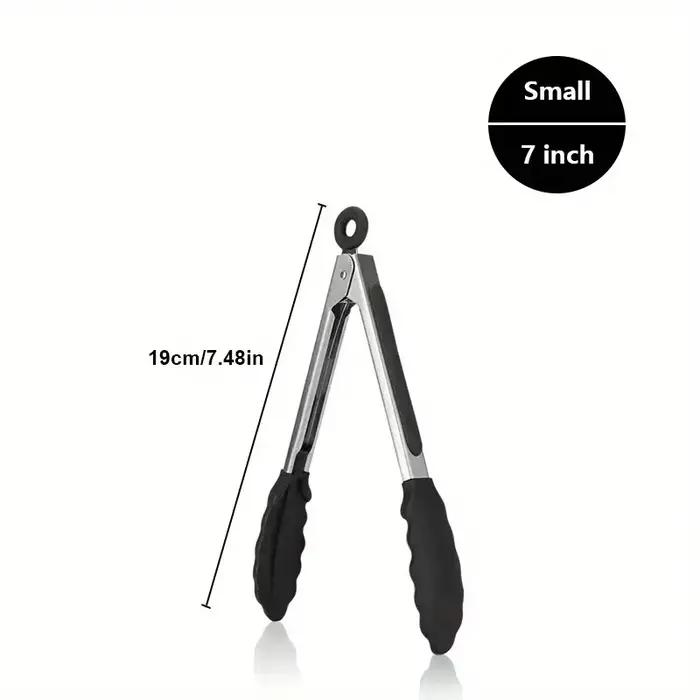 Pinces de cuisine robustes en acier inoxydable, 3 tailles disponibles, avec embouts en Silicone, con