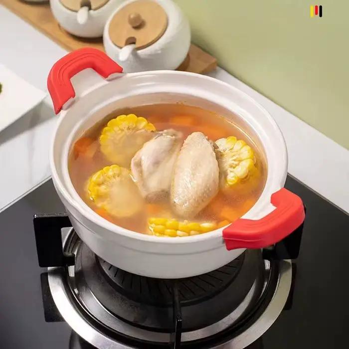 Couvercle de poignée de casserole anti-brûlure en silicone, manchons de clip d'oreille de casserole