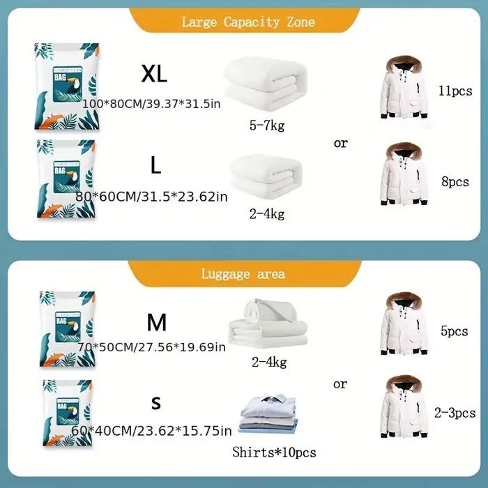 Sac de compression sous vide de grande capacité, pochette anti-poussière, sac à vêtements léger pour