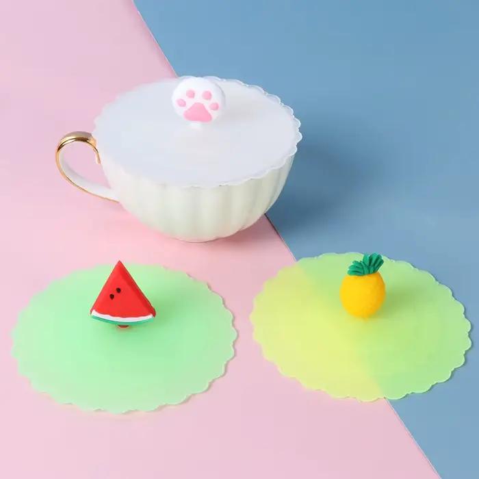 Couvercle de Tasse en Silicone, Résistant à la Chaleur, Scellé, Anti-Poussière, à Ventouse, 10 Pièce