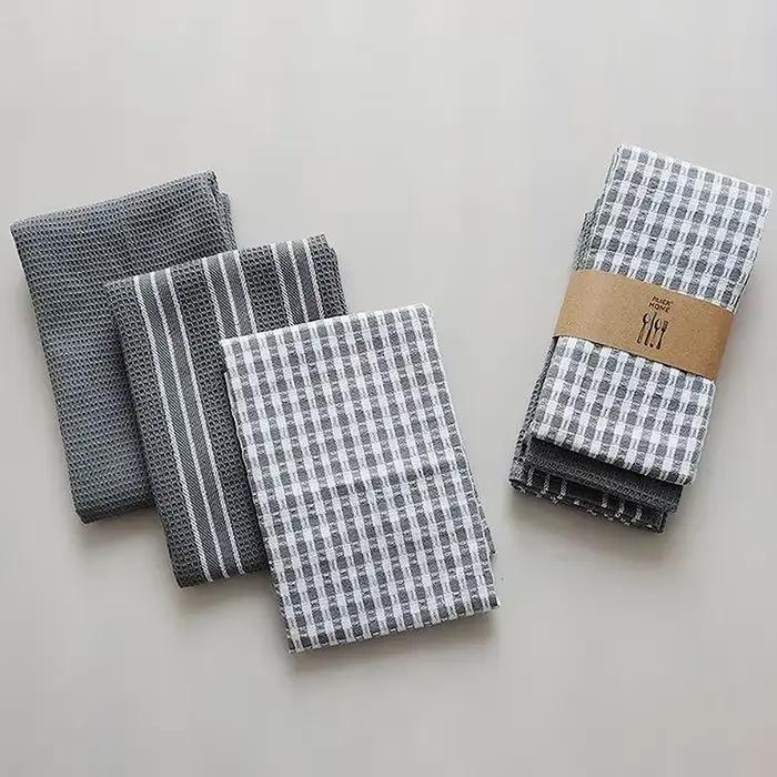 Serviettes de cuisine 100% coton naturel, 3 pièces, serviettes à thé classiques, chiffon absorbant,