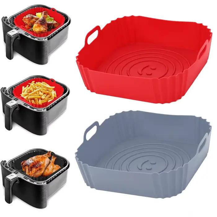 Friteuses à Air en Silicone de 22cm, plateau de cuisson pour four, Pizza, poulet frit, panier en Sil