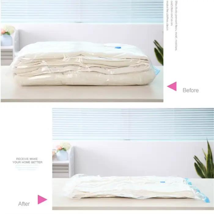 Sacs de rangement sous vide avec Valve, transparents, pliables, compressés, gain de place, sceau de