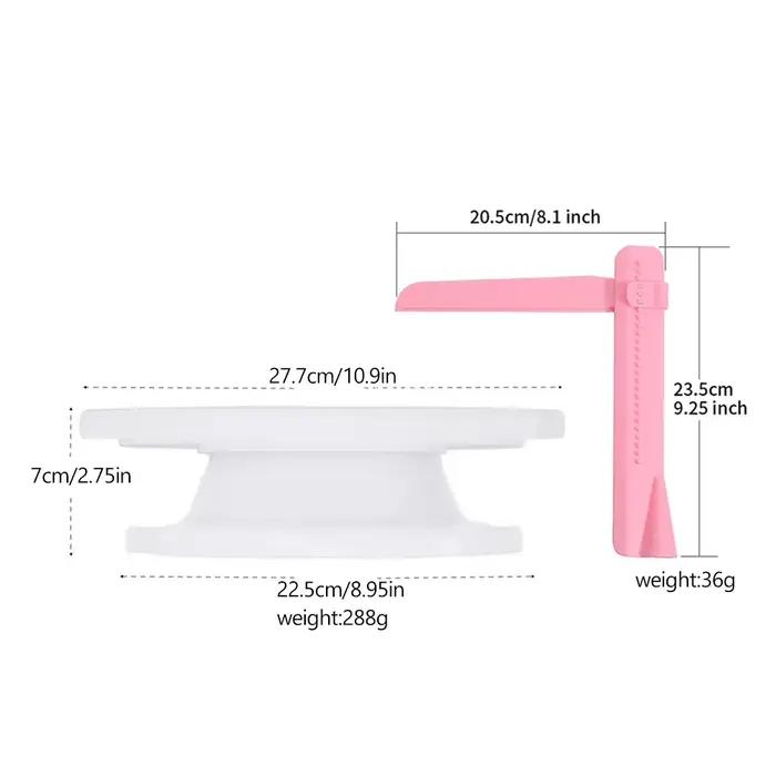Plateau tournant à gâteau de 11 pouces, support de décoration rotatif avec grattoir à glaçage réglab