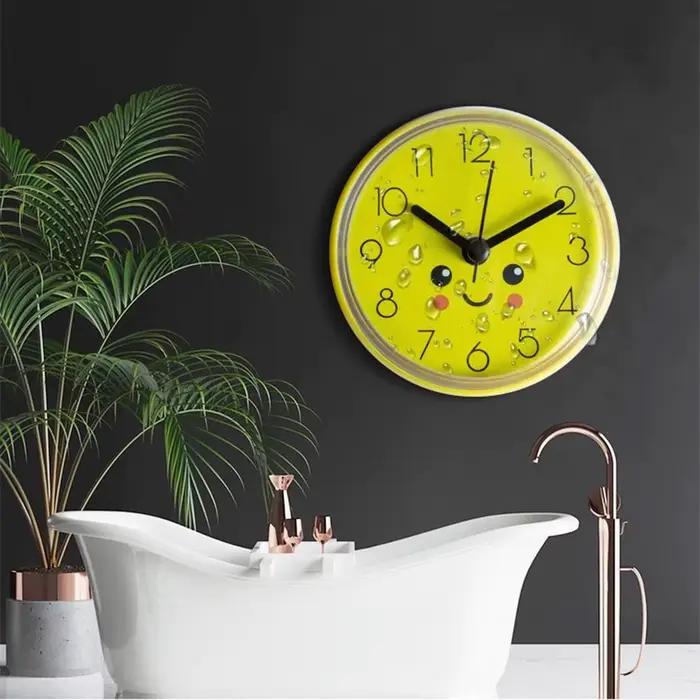 Mini ventouse horloge murale salle de bain Anti-buée étanche 7cm cuisine toilette petite horloge de