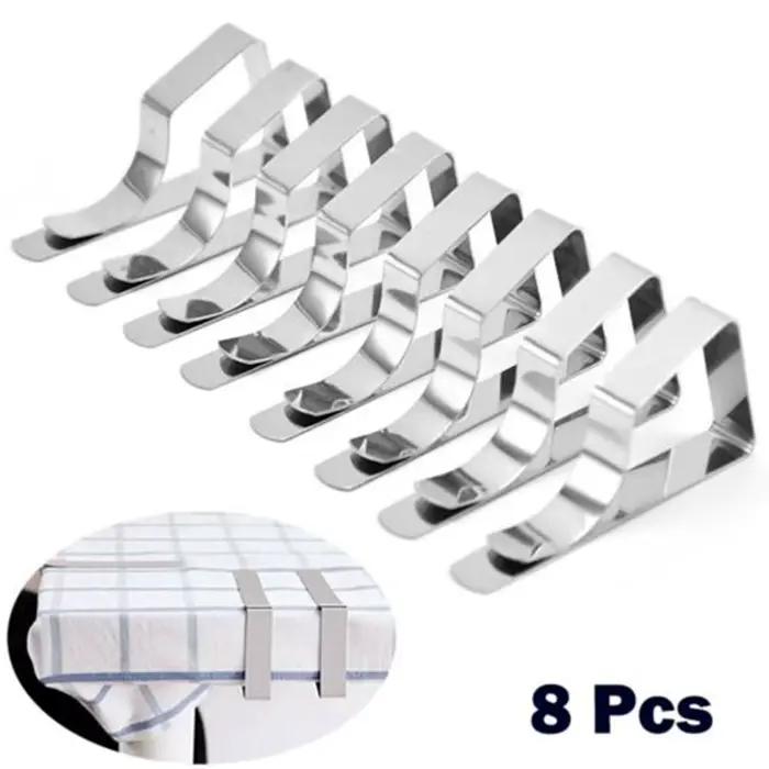 Pinces à nappe rondes en acier inoxydable, 8 pièces, pour couverture de Table de pique-nique de mari