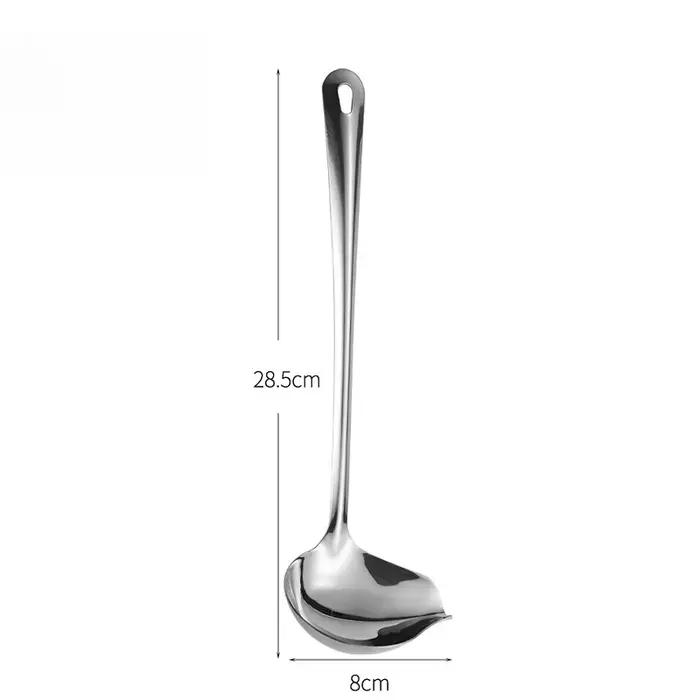 Cuillère à bec de canard en acier inoxydable, cuillère à sauce à long manche, bouche latérale épaiss
