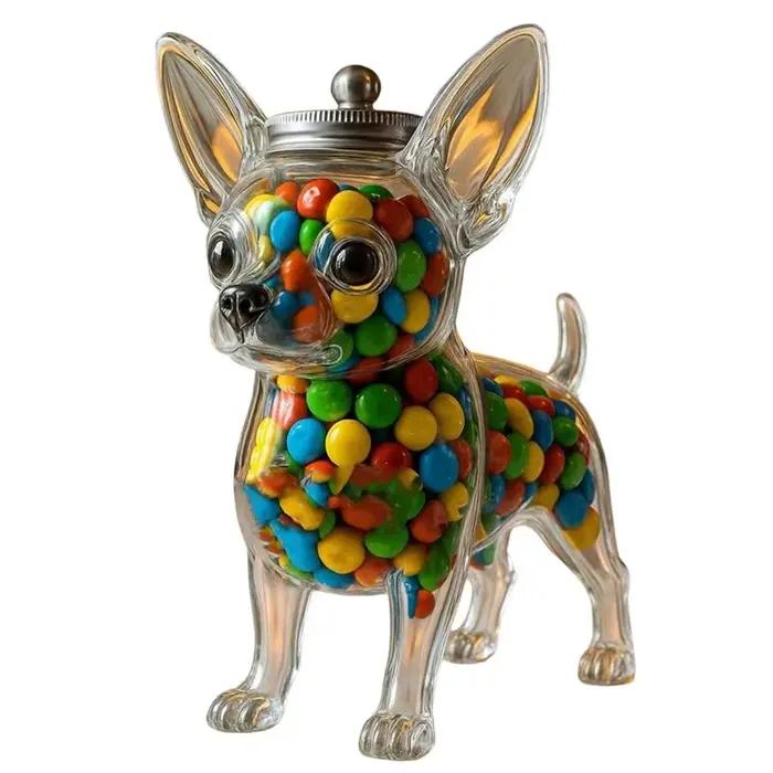 Pot en verre hermétique pour friandises pour chien Chihuahua, récipient de stockage de nourriture po