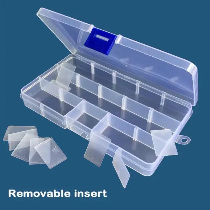 rangement organisation Boîte de rangement en plastique Transparent à 15 grilles, compartiment organi
