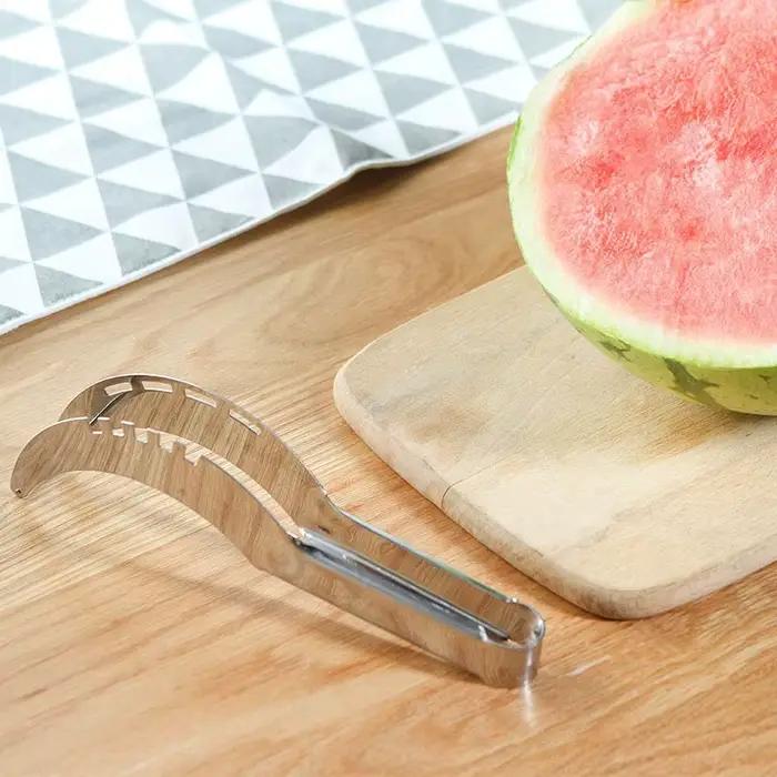 Couteau à trancher d'artefact de pastèque, couteau en acier inoxydable, outils pour fruits et légume