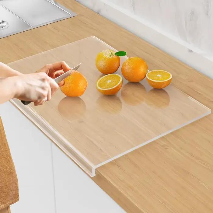 Planche à découper en acrylique avec lèvre de comptoir, antidérapante, sans BPA, sûre aux aliments,