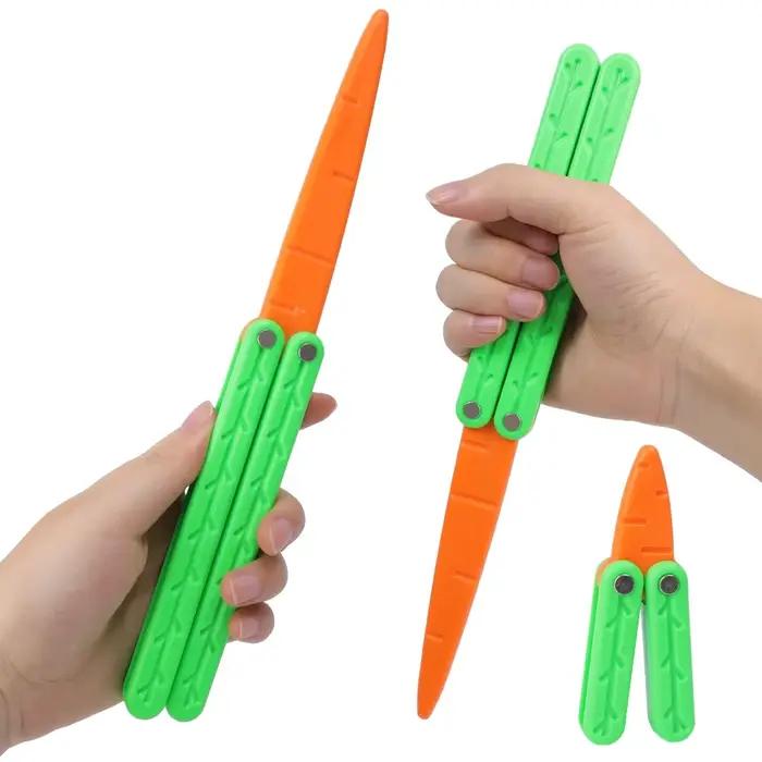 Simulation carotte papillon couteau gravité 3D imprimé plastique couteau pliant jouets enfants Mini