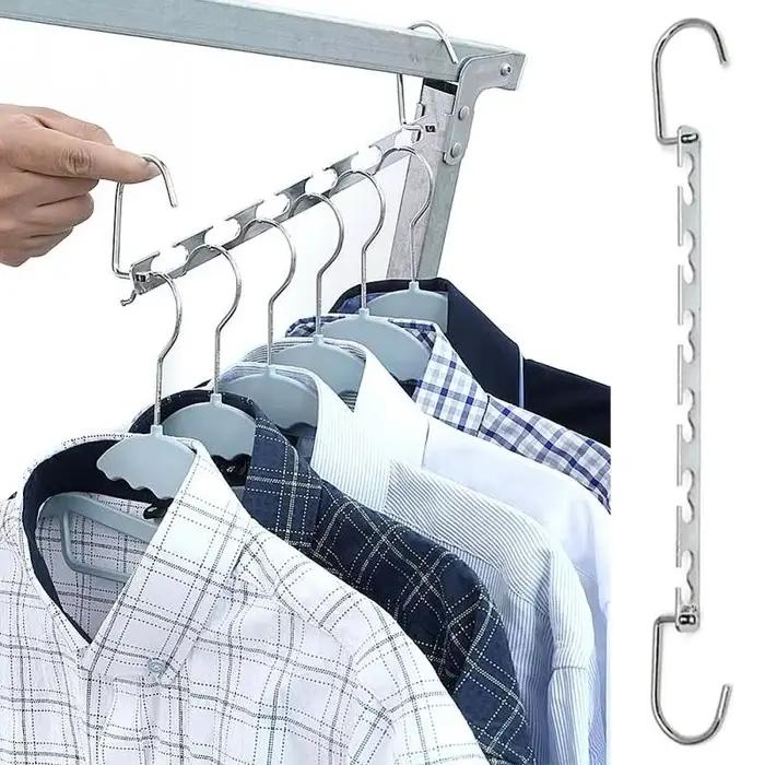 Cintres métalliques multifonctionnels permettant de gagner de l'espace, avec crochet magique, 6 trou