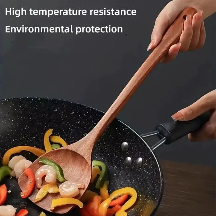 Spatule en bois pour la maison, pour poêle antiadhésive, spéciale pour les travaux ménagers, manche
