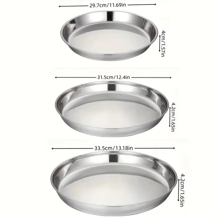 Paquet de 3 plateaux de cuisson en acier inoxydable – Poêles à pizza rondes résistantes à la chaleur