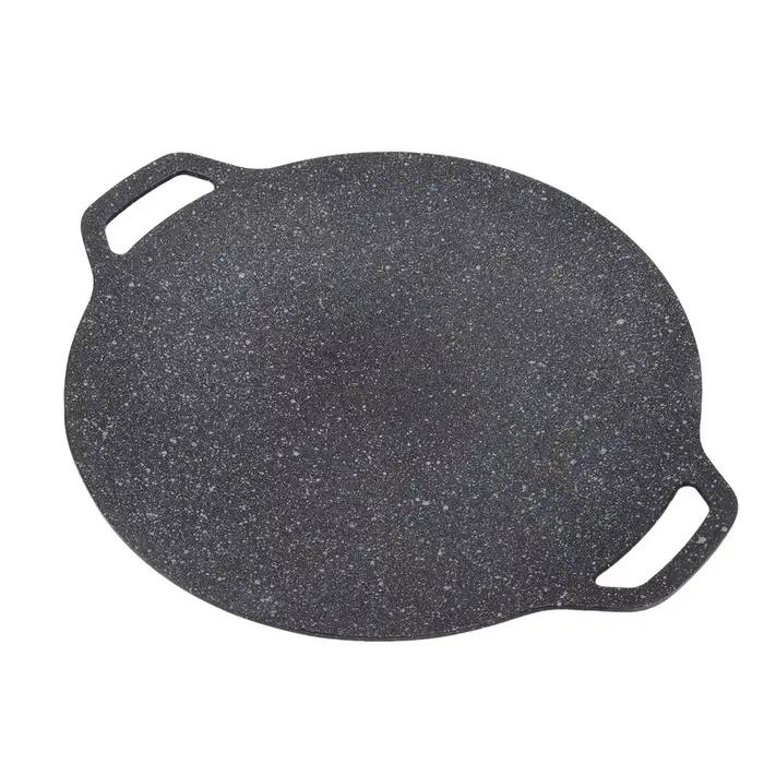 Poêle à barbecue avec revêtement en pierre médicale, plaque ronde antiadhésive en marbre pour Campin