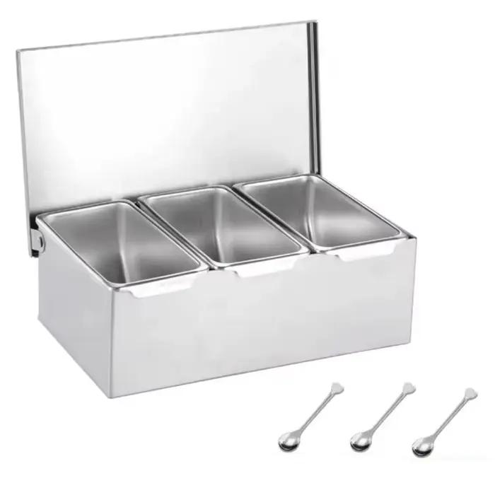 Boîte de rangement créative pour épices avec couvercle, 2/3/4/5/6 compartiments, récipient à épices