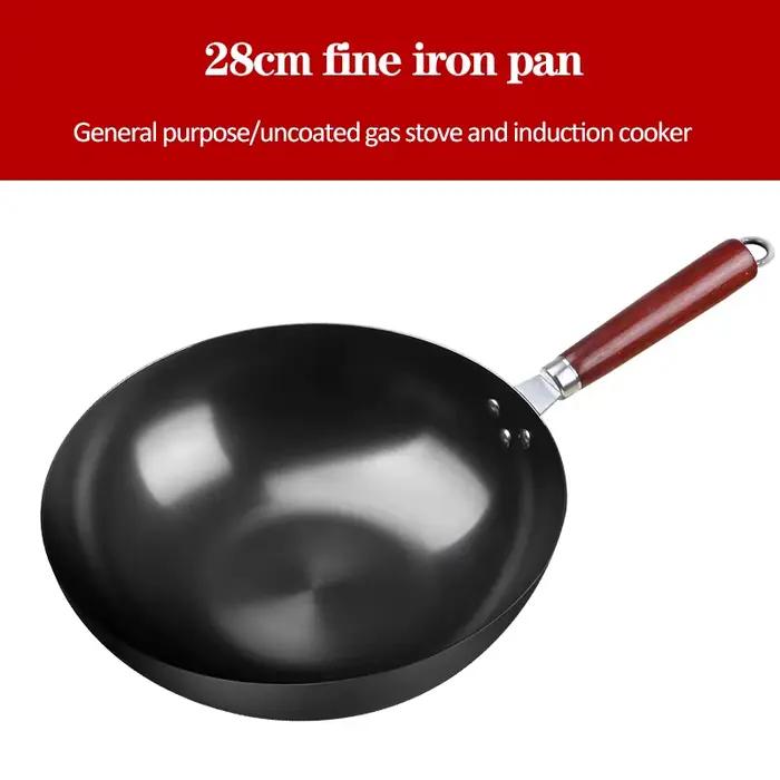 Wok en fer antiadhésif fait à la main, poêle à frire, cuisinière à gaz et à induction, ustensiles de