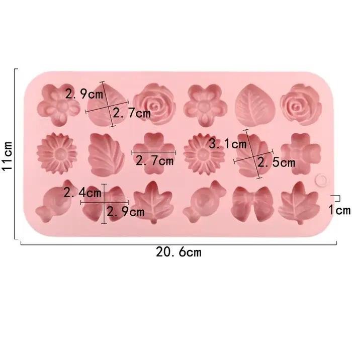 Moule en silicone 3D à 18 cavités, disponible en formes de fleurs, de feuilles et de bonbons, adapté