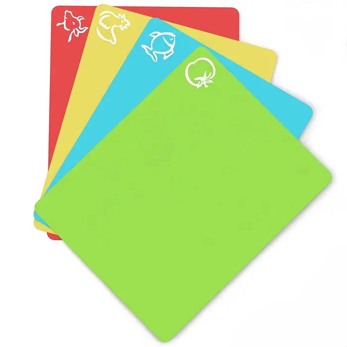 Tapis de découpe en plastique souple, tapis colorés avec icônes alimentaires, dos antidérapant, lot