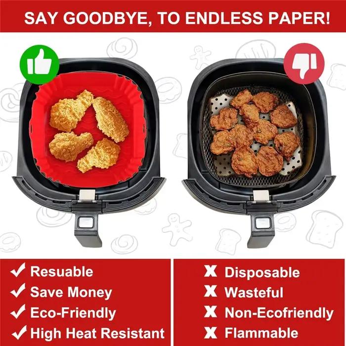 Friteuses à Air en Silicone de 22cm, plateau de cuisson pour four, Pizza, poulet frit, panier en Sil