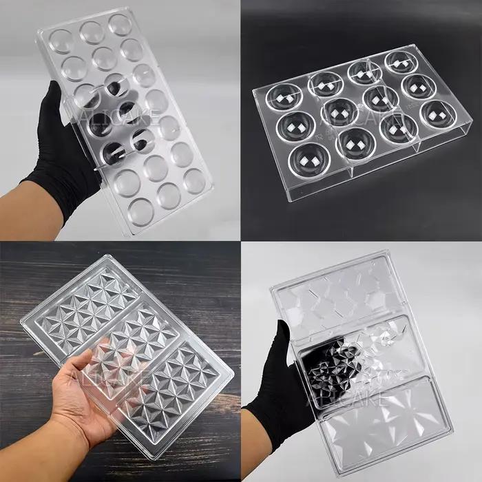 Moules à chocolat en Polycarbonate 3D, sphère diamant, bombes à chocolat, Bonbons, barre de bonbons,
