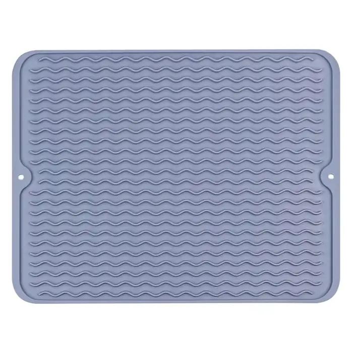 Tapis de séchage de vaisselle en silicone, 40 x 30 cm - Grand tapis de séchage de vaisselle, tapis d
