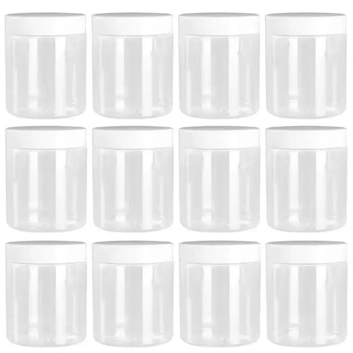 Pot en plastique transparent de 250ml avec couvercle blanc, pots de stockage de grains de bonbons, b