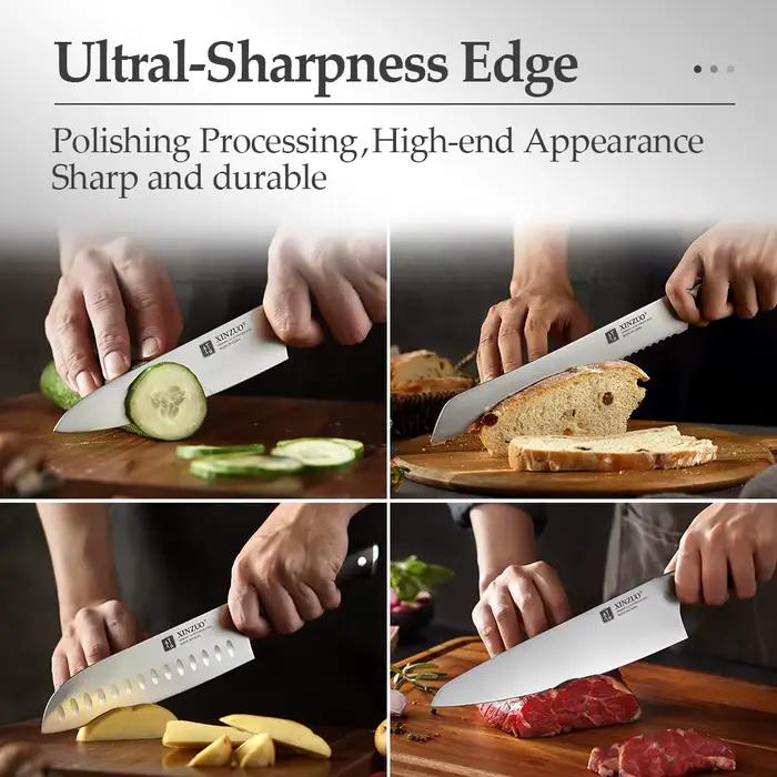 XINZUO 1 pièce-5 pièces ensemble de couteaux de cuisine allemand 1.4116 acier Chef couperet Santoku