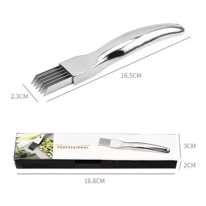 Hachoir à légumes en acier inoxydable Shred Silk The Knife, hachoir à oignon à manche courbé, outil