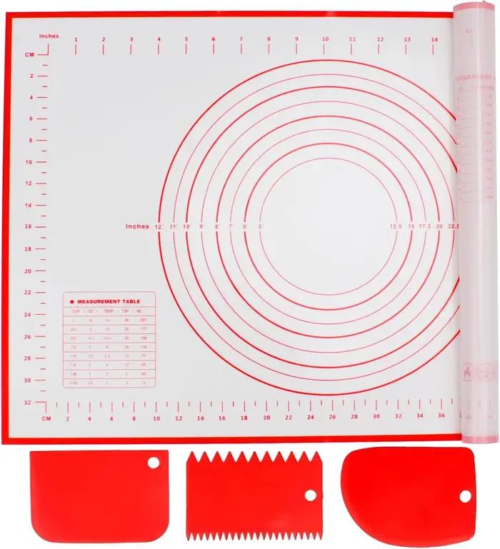 Tapis de pâtisserie en silicone de qualité alimentaire avec échelle, antidérapant, antiadhésif, pour