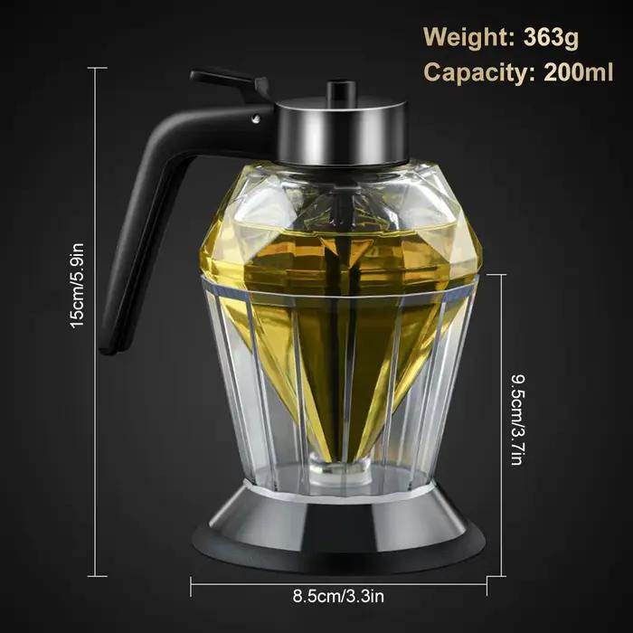 Distributeur de miel en verre en forme de diamant avec support, distributeur d'huile de grande capac