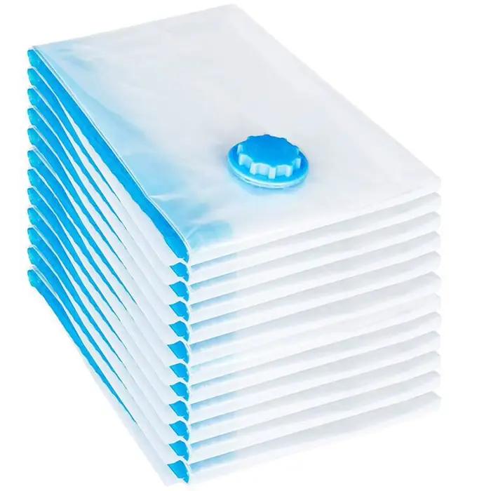 Sacs de rangement sous vide avec Valve, transparents, pliables, compressés, gain de place, sceau de