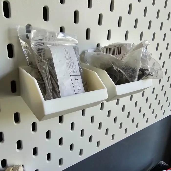 Organisateur de pièces d'outils en plastique pour IKEA Skadis, boîte de rangement suspendue peu enco