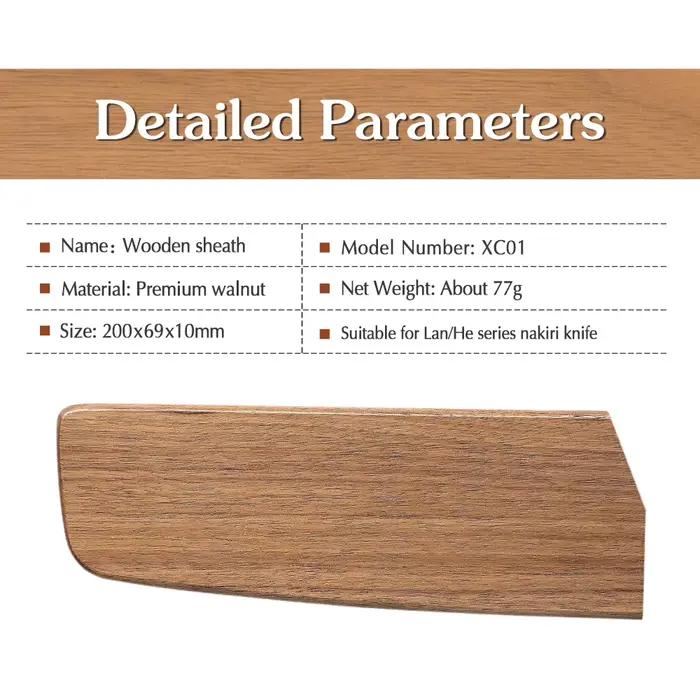 HEZHEN Magnetic knife Sheath Wooden Sheath High Quality Walnut Wood Knife Cover for HEZHEN Nakiri kn