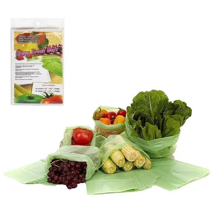 Sacs verts réutilisables pour Fruits légumes, 20 pièces/paquet, sacs légumes pour réfrigérateur