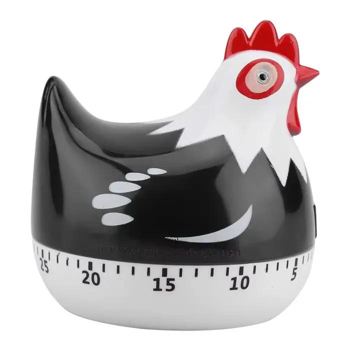 Minuteur de cuisine en forme de poulet, en plastique, avec fonction de rappel et compte à rebours, a