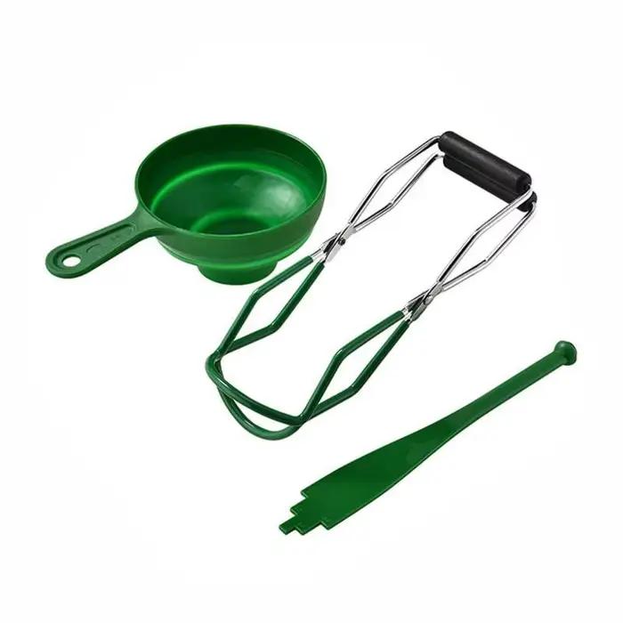 Kit d'outils de mise en conserve 3 pièces avec pince à bocaux anti-brûlure et entonnoir de qualité a