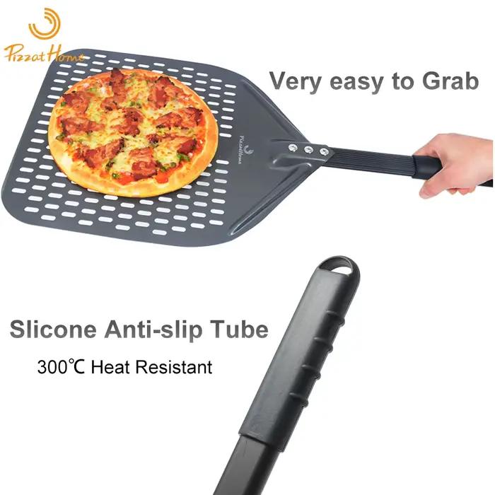 12 "duro anodisé perforé Pizza Peel Rectangle Pizza tournant pelle ensemble aluminium Pizza Peel Pad