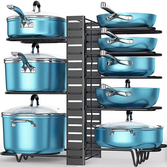 Support organisateur de casseroles à 8 niveaux, 3 méthodes de bricolage, armoire réglable, garde-man