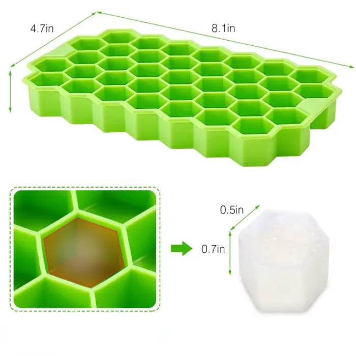 Bac à glace mobile 37 en nid d'abeille en silicone, avec couvercle amovible, moule à glaçons en sili